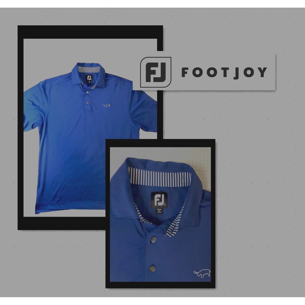 Footjoy FJ - Men's - Large - Golf Polo - Short Sleeve Shirt - Royal Blue - Bull‎